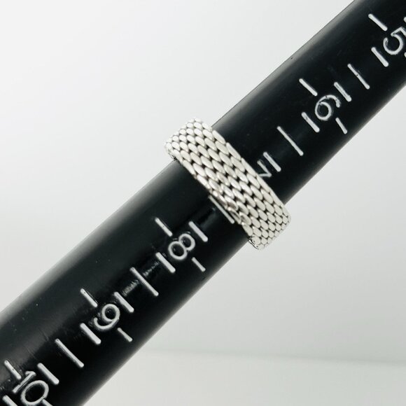 Size 7 Tiffany & Co Narrow Sterling Silver Somerset Mesh Weave Band Ring - Picture 5 of 6